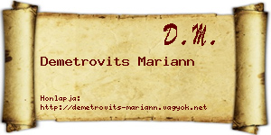 Demetrovits Mariann névjegykártya